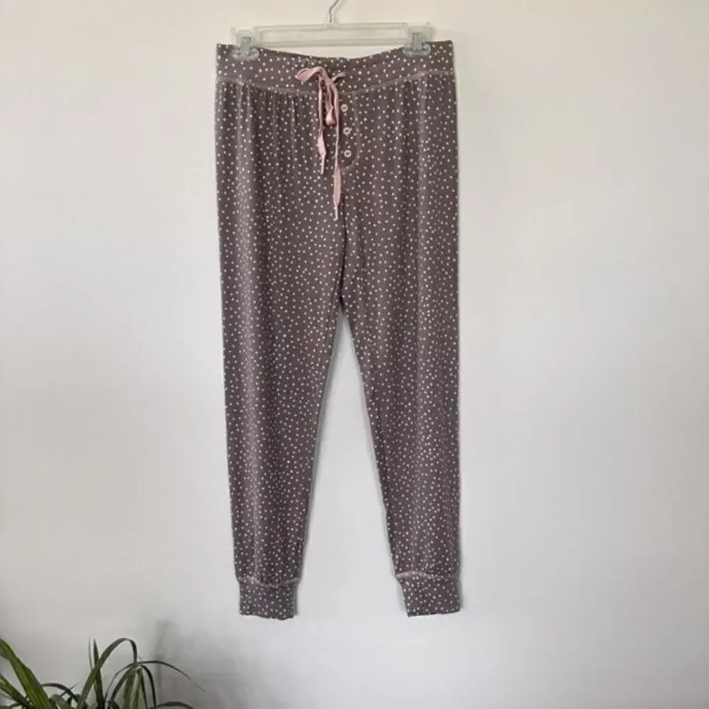 PJ Salvage Women's Dotted Soft Pajama Jogger Pants Grey S‎